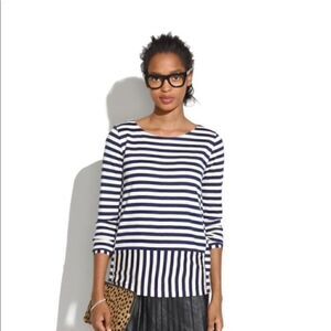 Madewell Green Stripe-Turn Ponte Top 